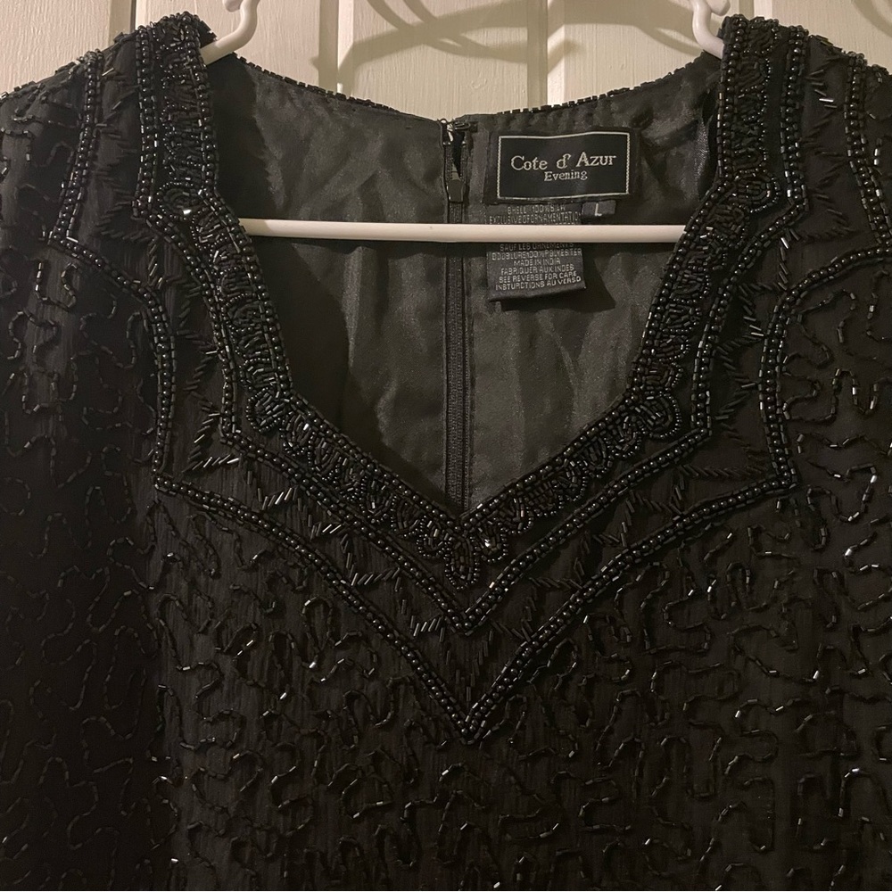 Cote d Azur vintage silk bling blouse-large EUC